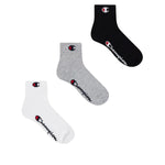 CHAMPION 3PK QUARTER SOCKS ถุงเท้าแพ็ก 3 คู่สำหรับผู้ชายและผู้หญิง - Rev Online
