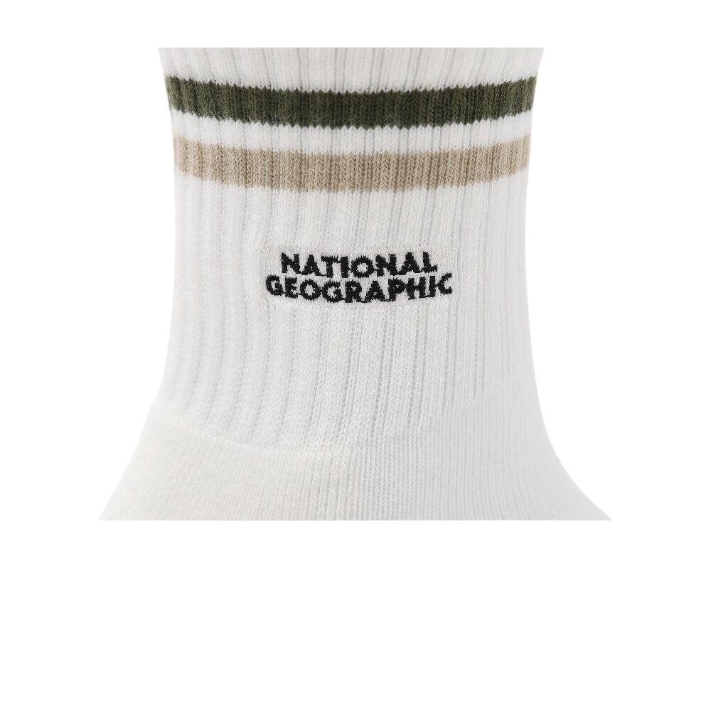 NATGEO STRIPE MIDDLE SOCKS ถุงเท้าสำหรับผู้ชายและผู้หญิง - Rev Online
